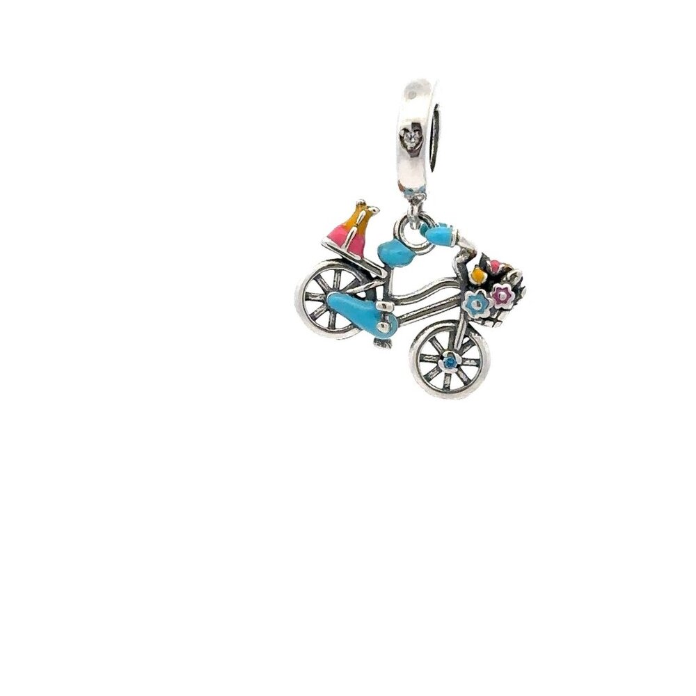925 Sterling Silver Charm Bead For Bracelet Necklace Bike Bicycle - Picture 6 of 9